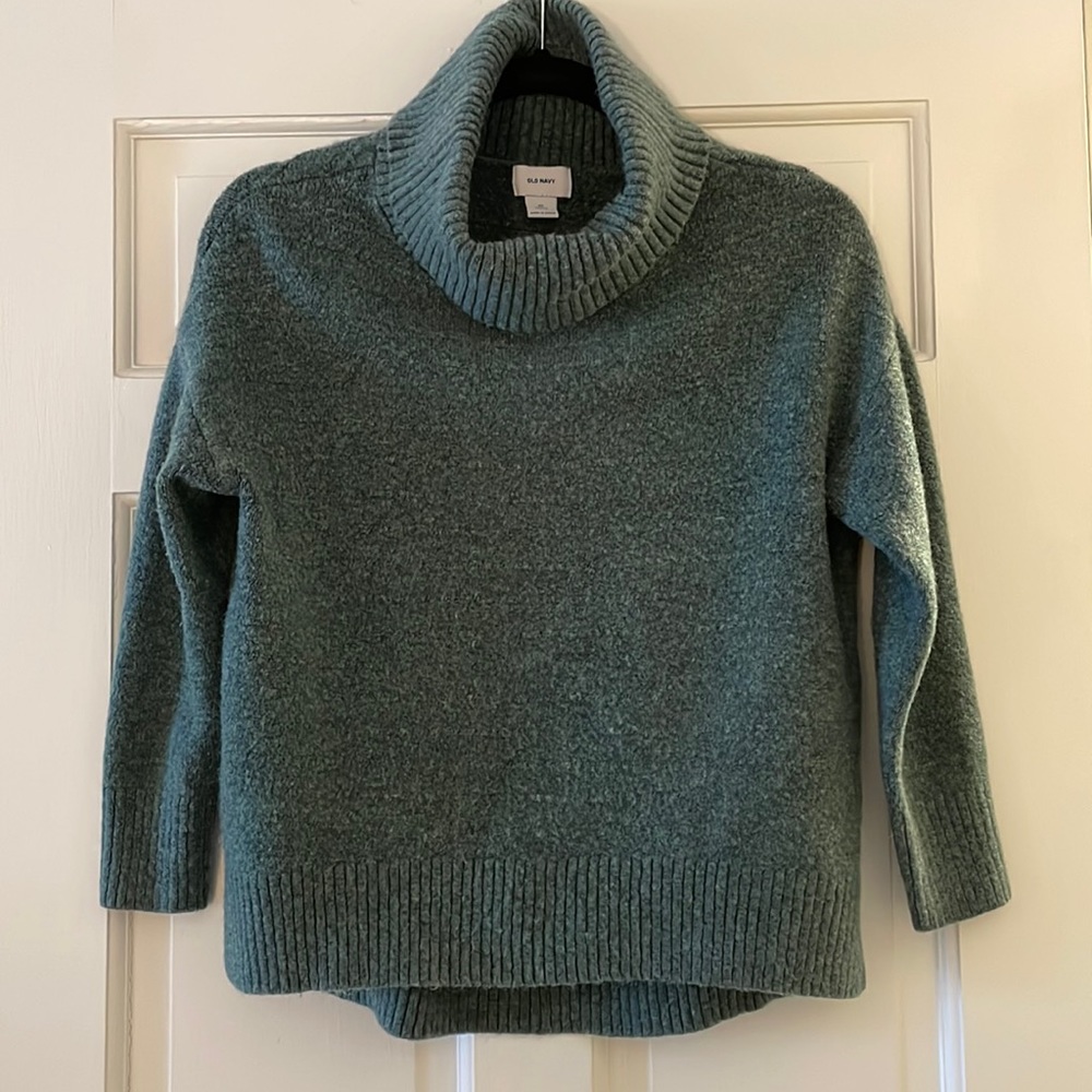 Soft Green Loose Turtleneck Sweater